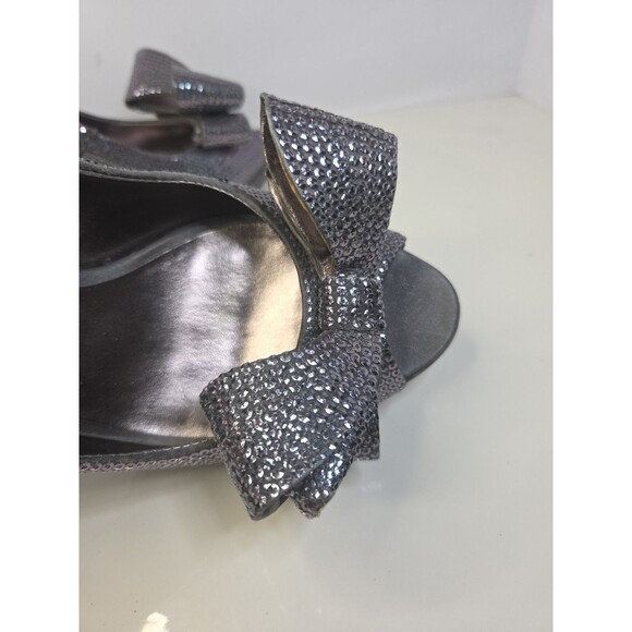 Moda Spana Cinderella Silver Rainbow Crystal Sparkle Bow Leather Pumps Sz 8.5 M - Picture 7 of 11